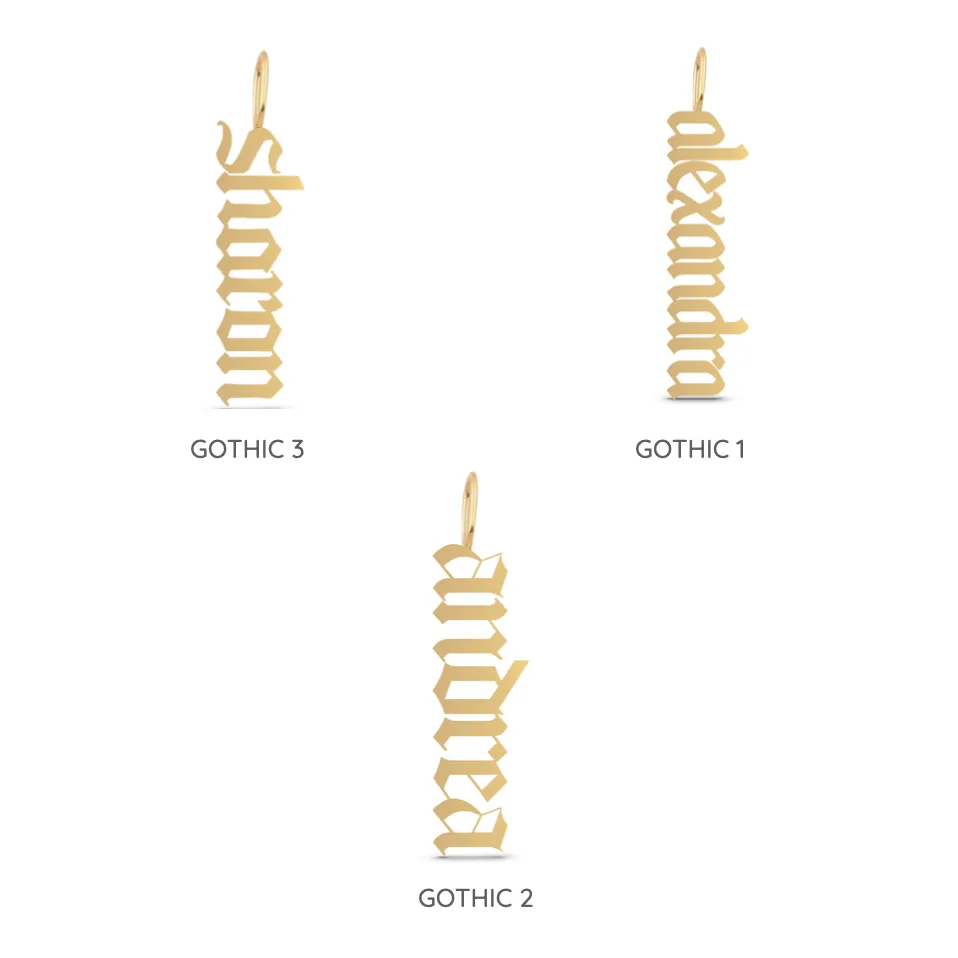 14k Gold Custom Gothic Name Charm