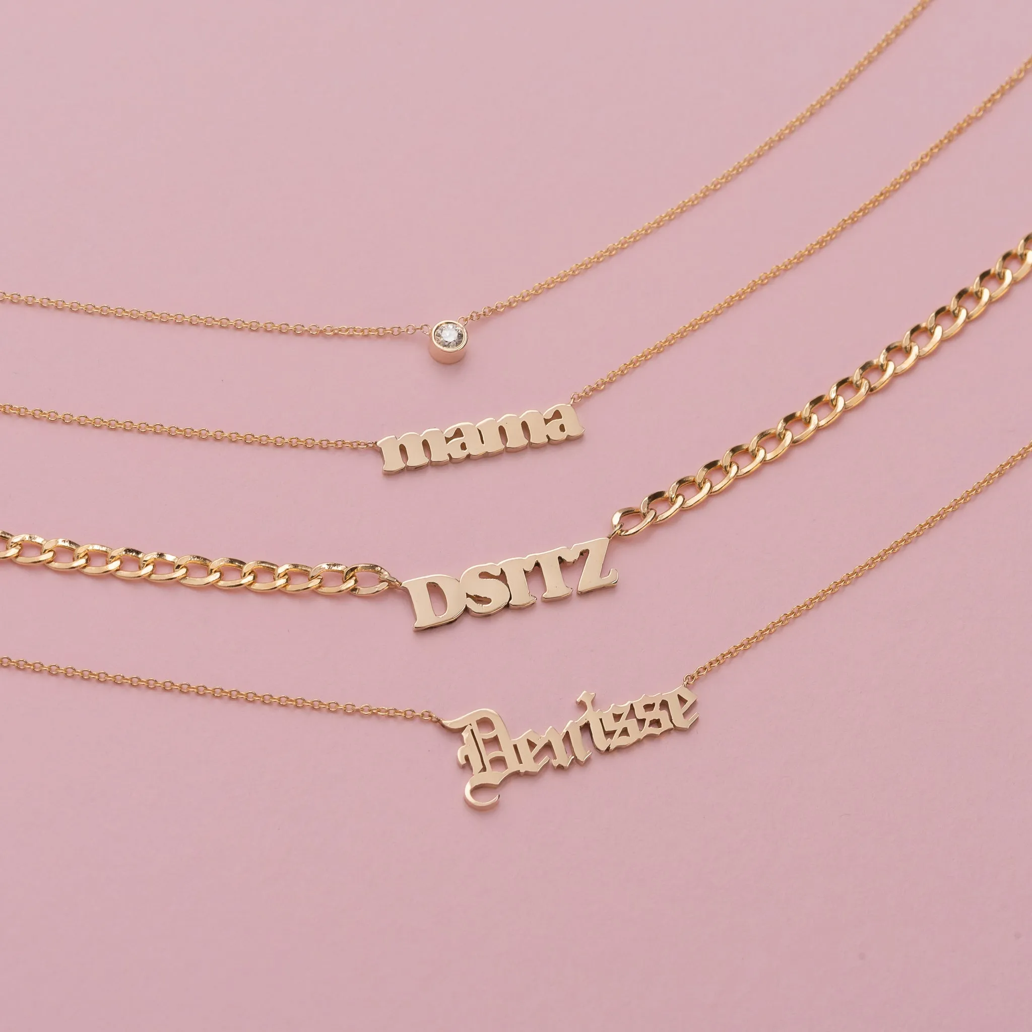 14k Gold Gothic Name Necklace