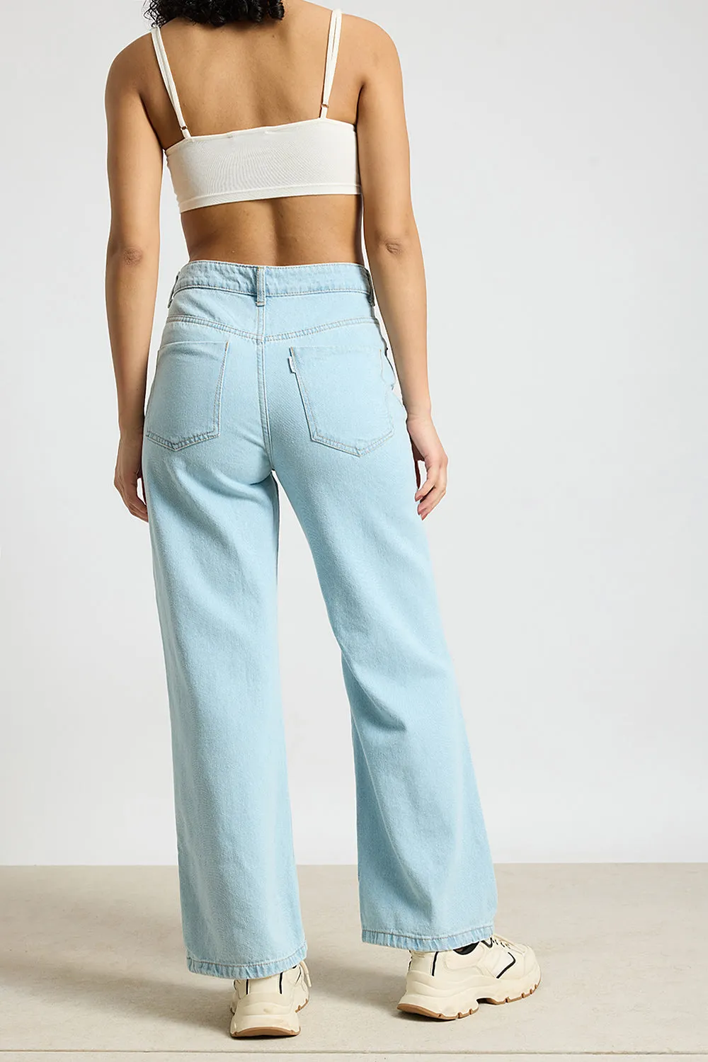 Aqua Haze Distressed High-Rise Jeans