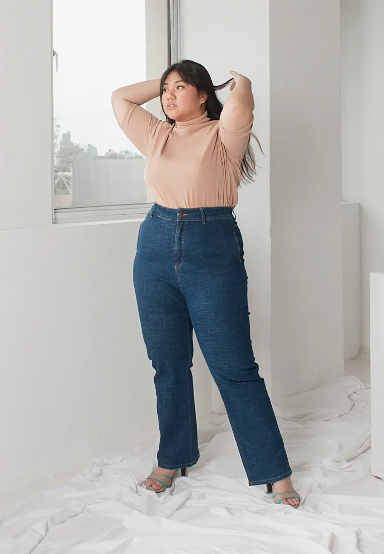 Beatrix High Waisted Mom Jeans - Blue