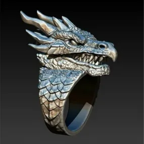 Big Gothic Mythology Biker Stainless Steel Dragon Ring