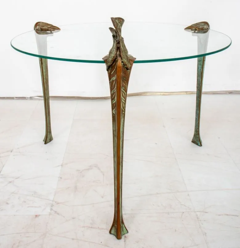 Bronze-Mounted Glass End Table