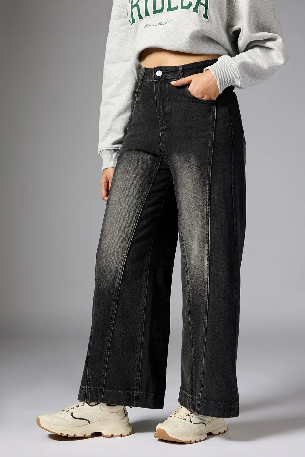 Burnt Slate Panelled Jeans