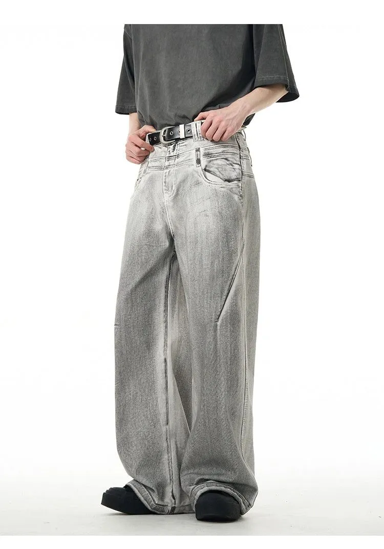 Charcoal Wash Double-Waist Jeans