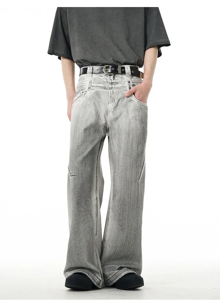 Charcoal Wash Double-Waist Jeans