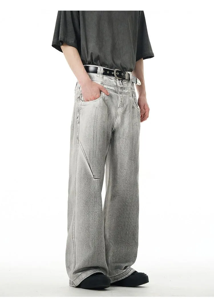 Charcoal Wash Double-Waist Jeans