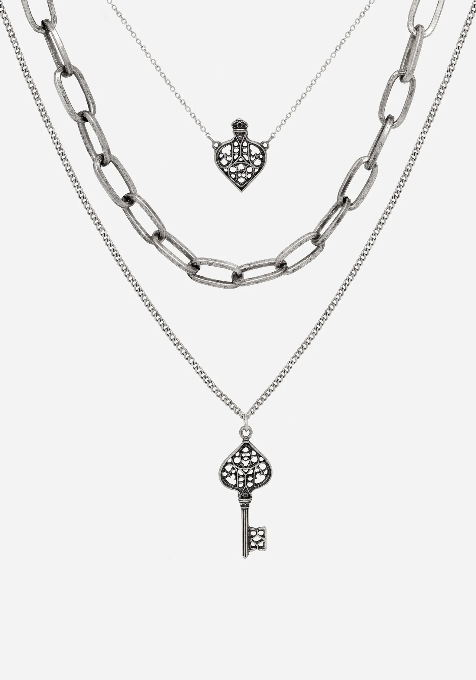 Claustrum Gothic Key Layered Necklace