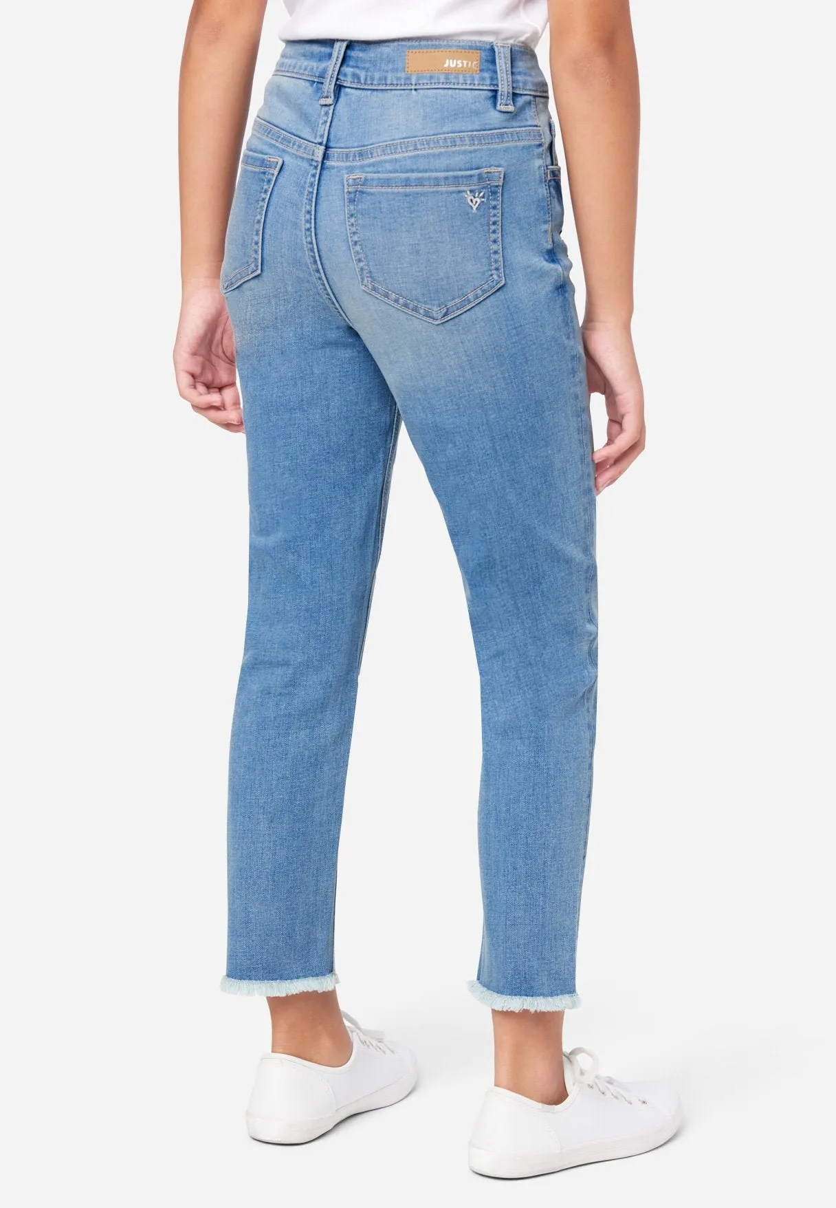 Destructed Embellished Mini Mom Jeans