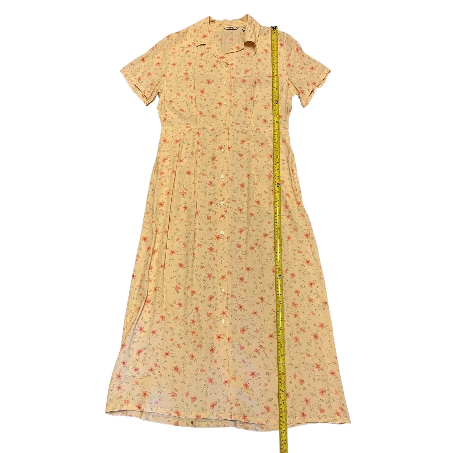 Eddie Bauer Yellow Flower Floral Maxi Dress EUC Size Medium