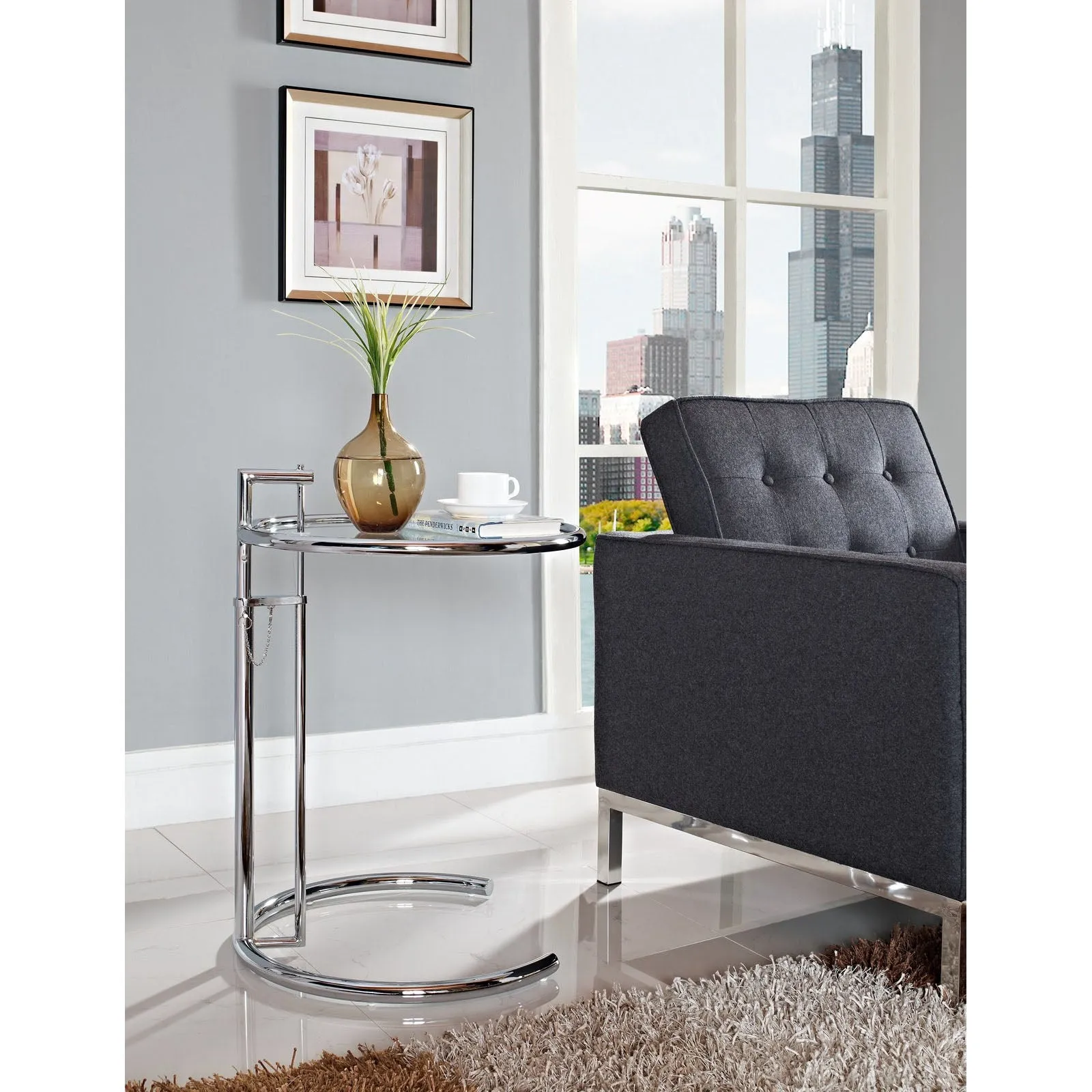 Eileen Gray Chrome Stainless Steel End Table