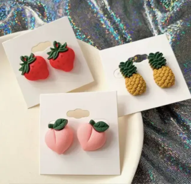 Fruit Post Stud Earrings- Strawberries