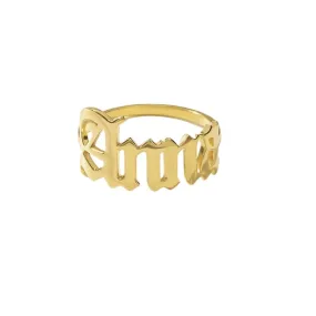 Gothic Custom Name Ring Dainty