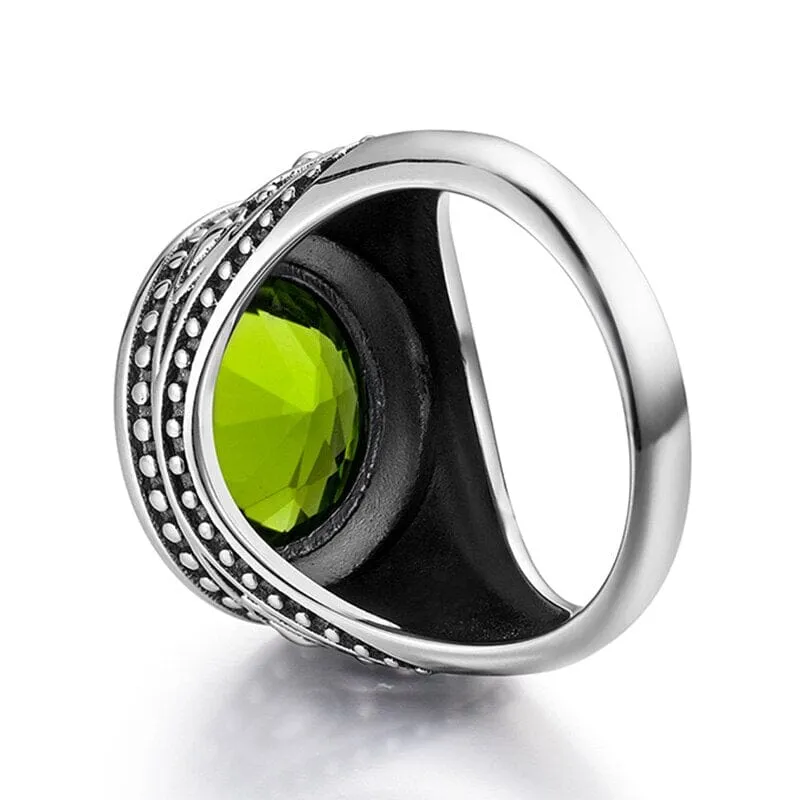 Gothic Design Peridot 925 Sterling Silver Ring