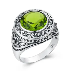 Gothic Design Peridot 925 Sterling Silver Ring