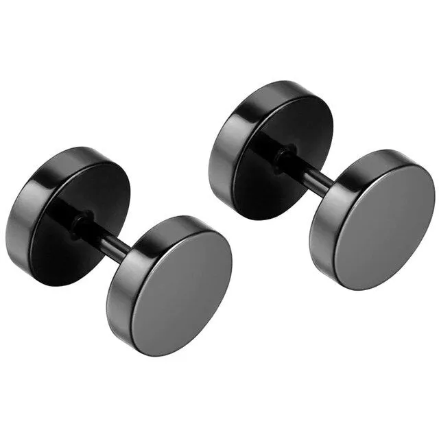 Gothic Dumbbell Stainless Steel Fashion Punk Stud Earrings