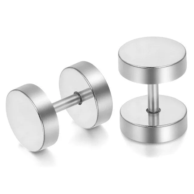 Gothic Dumbbell Stainless Steel Fashion Punk Stud Earrings