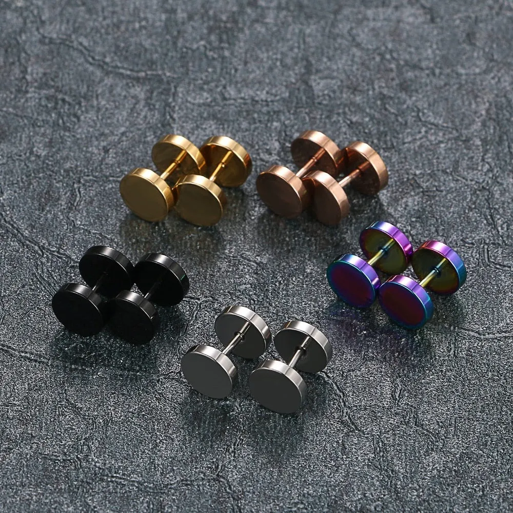 Gothic Dumbbell Stainless Steel Fashion Punk Stud Earrings