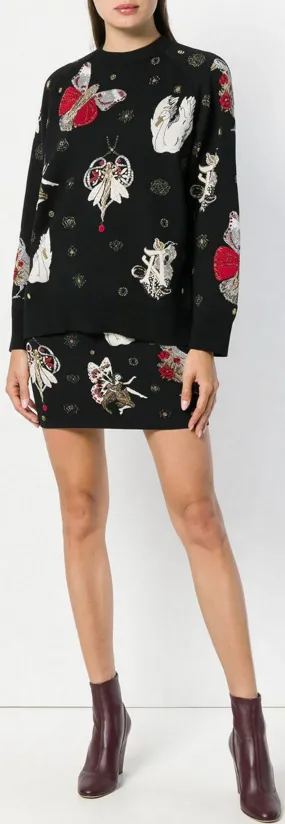 'Gothic Fairytale' Print Sweater and Mini Skirt Set