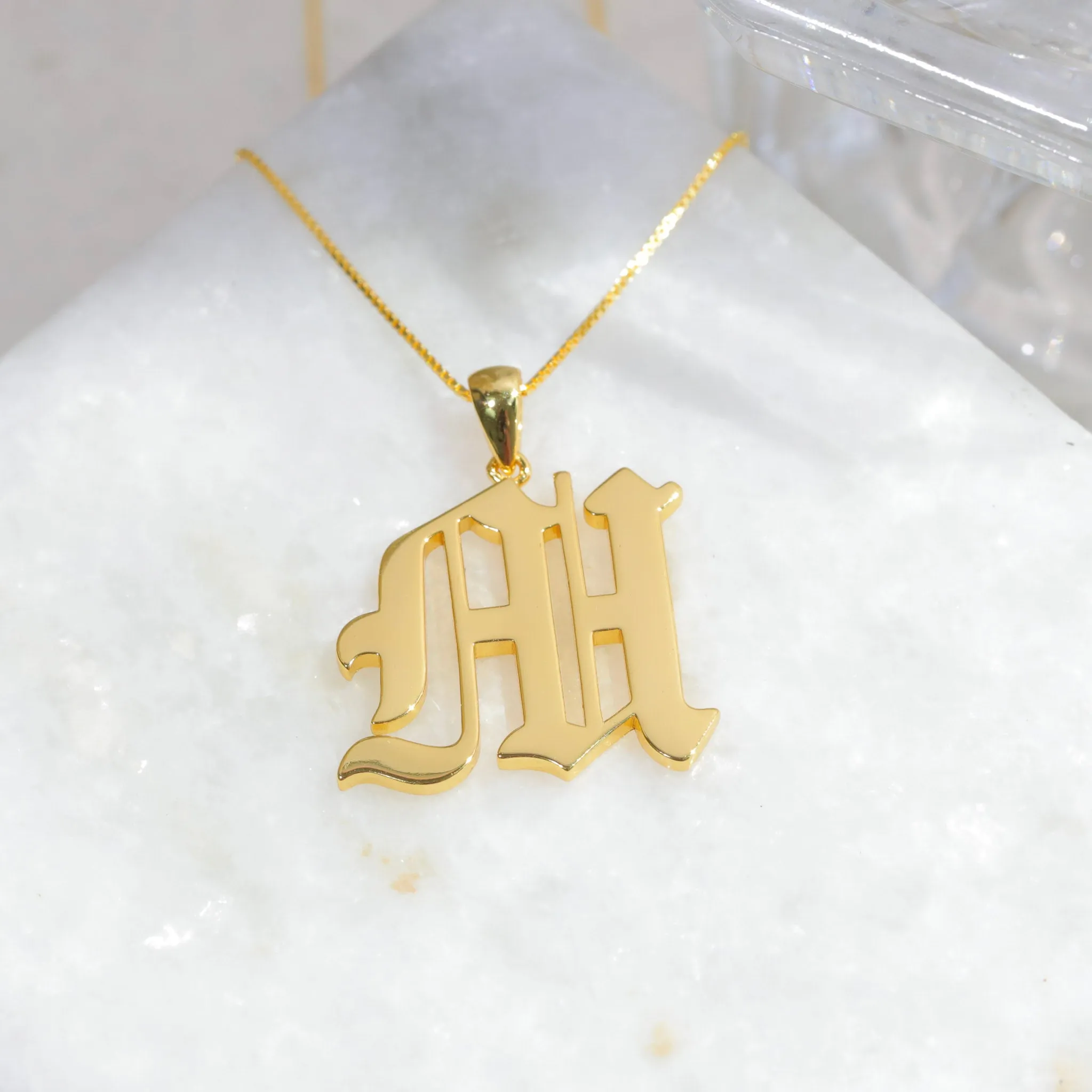 Gothic Initial Necklace