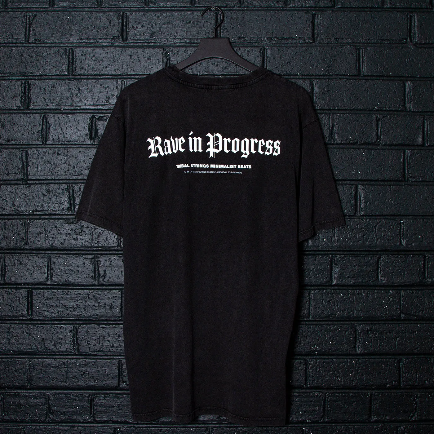 Gothic Rave In Progress  - Oversized Tshirt - Stone Wash Black