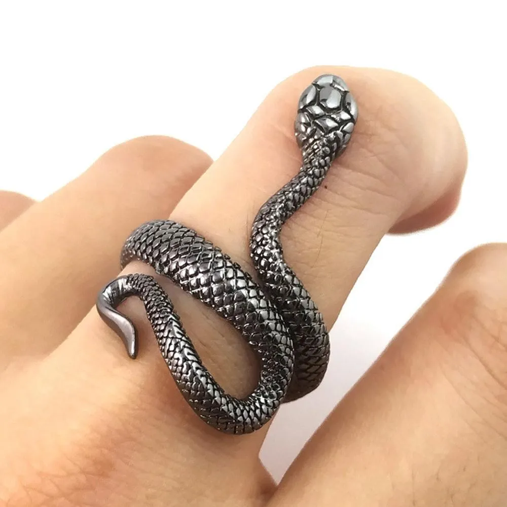 Gothic Snake 316L Stainless Steel Adjustable Ring