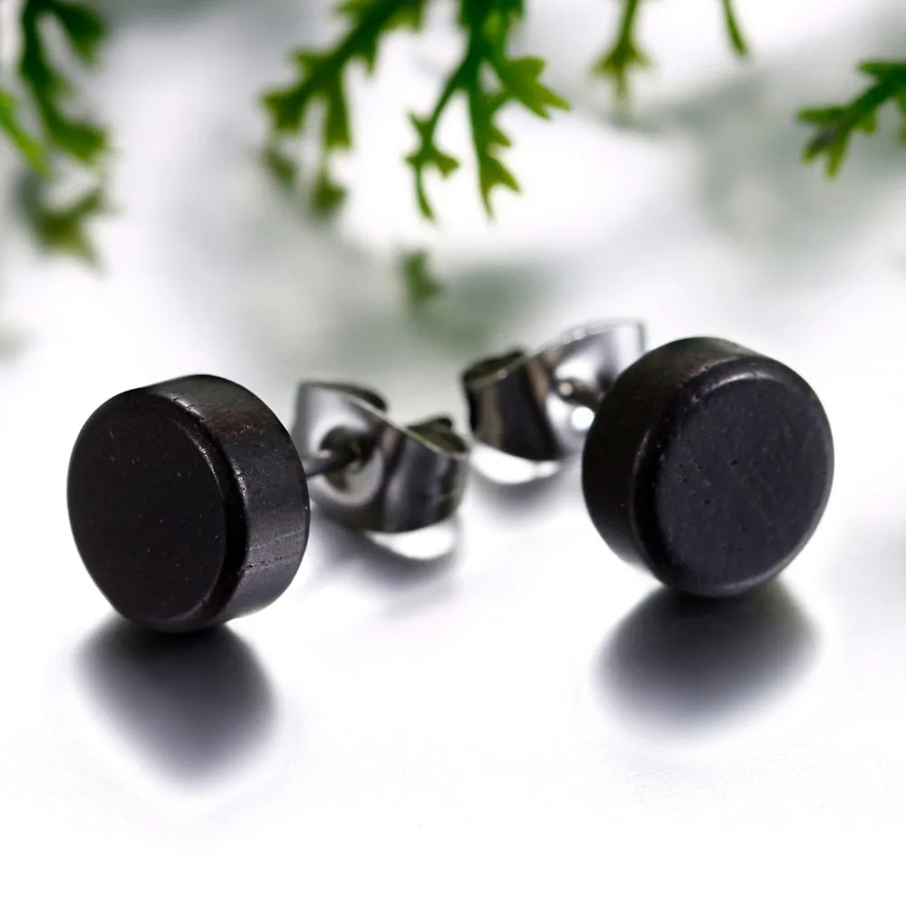 Gothic Wood Punk Rock Stud Earrings