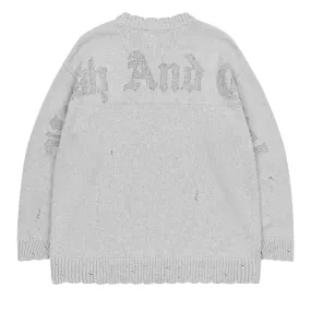 Harsh and Cruel Gothic Logo Destructed Knit Sweater