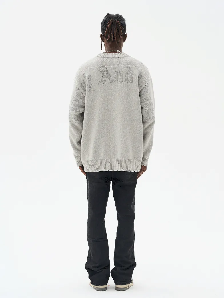 Harsh and Cruel Gothic Logo Destructed Knit Sweater