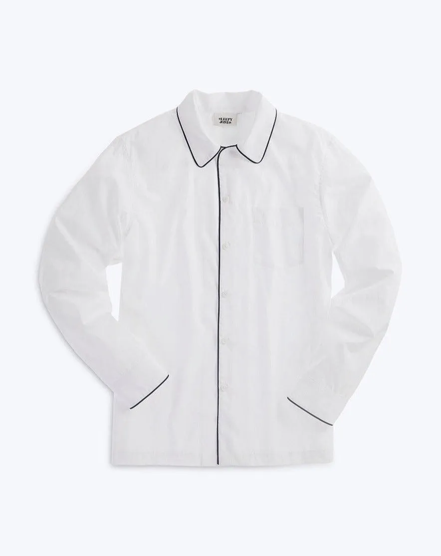 Henry Pajama Shirt in White End on End