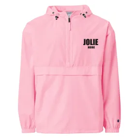 Jolie Noire Embroidered Champion Packable Jacket- Pink Candy