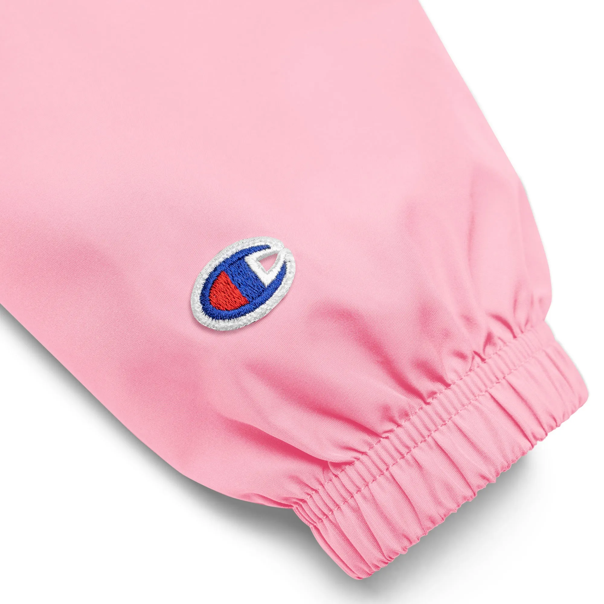 Jolie Noire Embroidered Champion Packable Jacket- Pink Candy