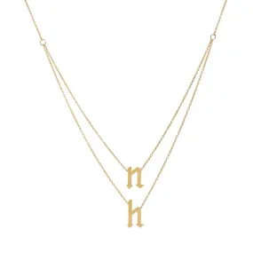 Layered Solid Gothic Initials Necklace