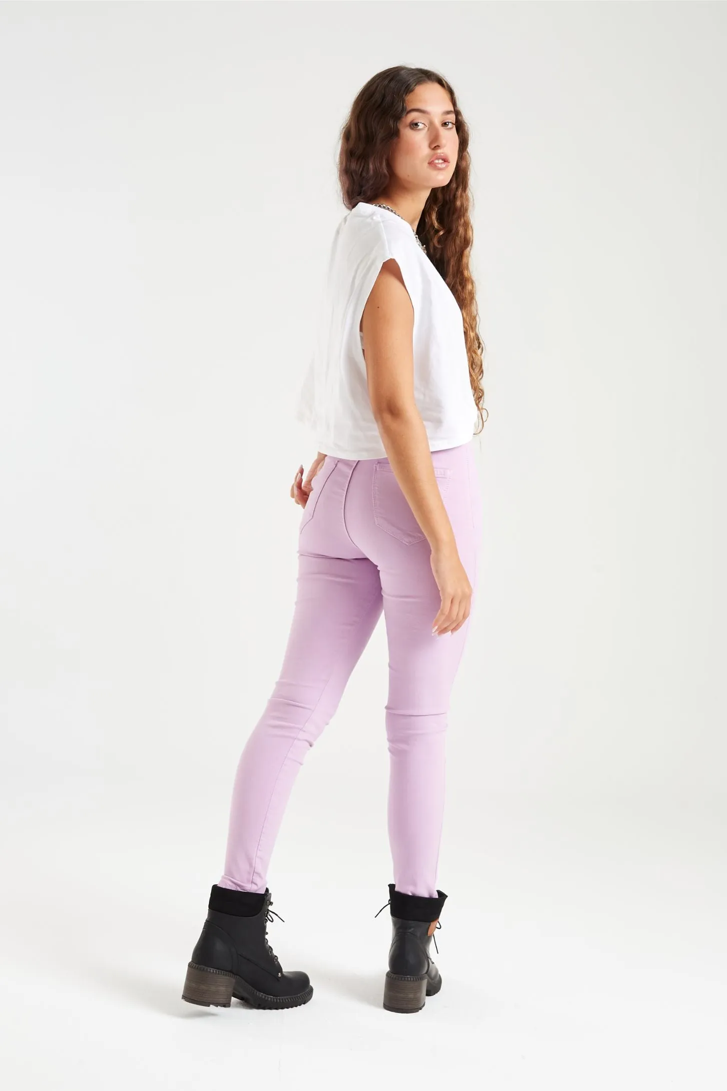 LILAC SKINNY TWILL JEANS