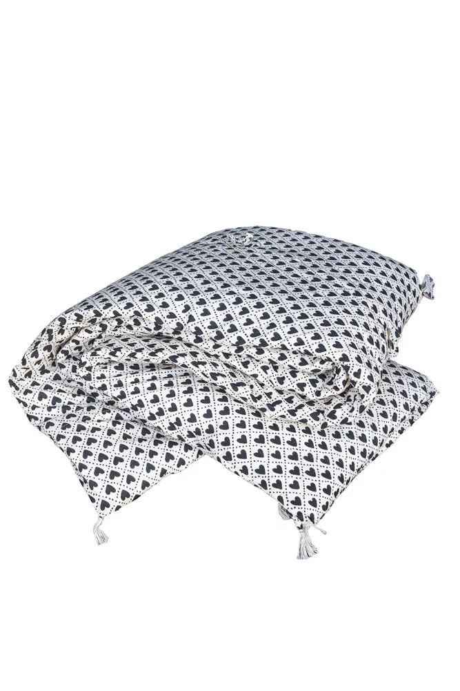 Monochrome Heart End Of Bed Throw