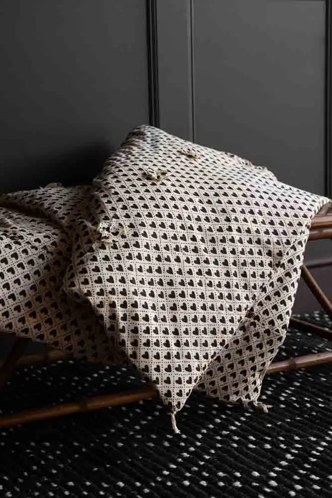 Monochrome Heart End Of Bed Throw