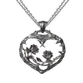 NEW: Gothic Rose Necklace, Gothic Love Heart - Handmade Solid Silver