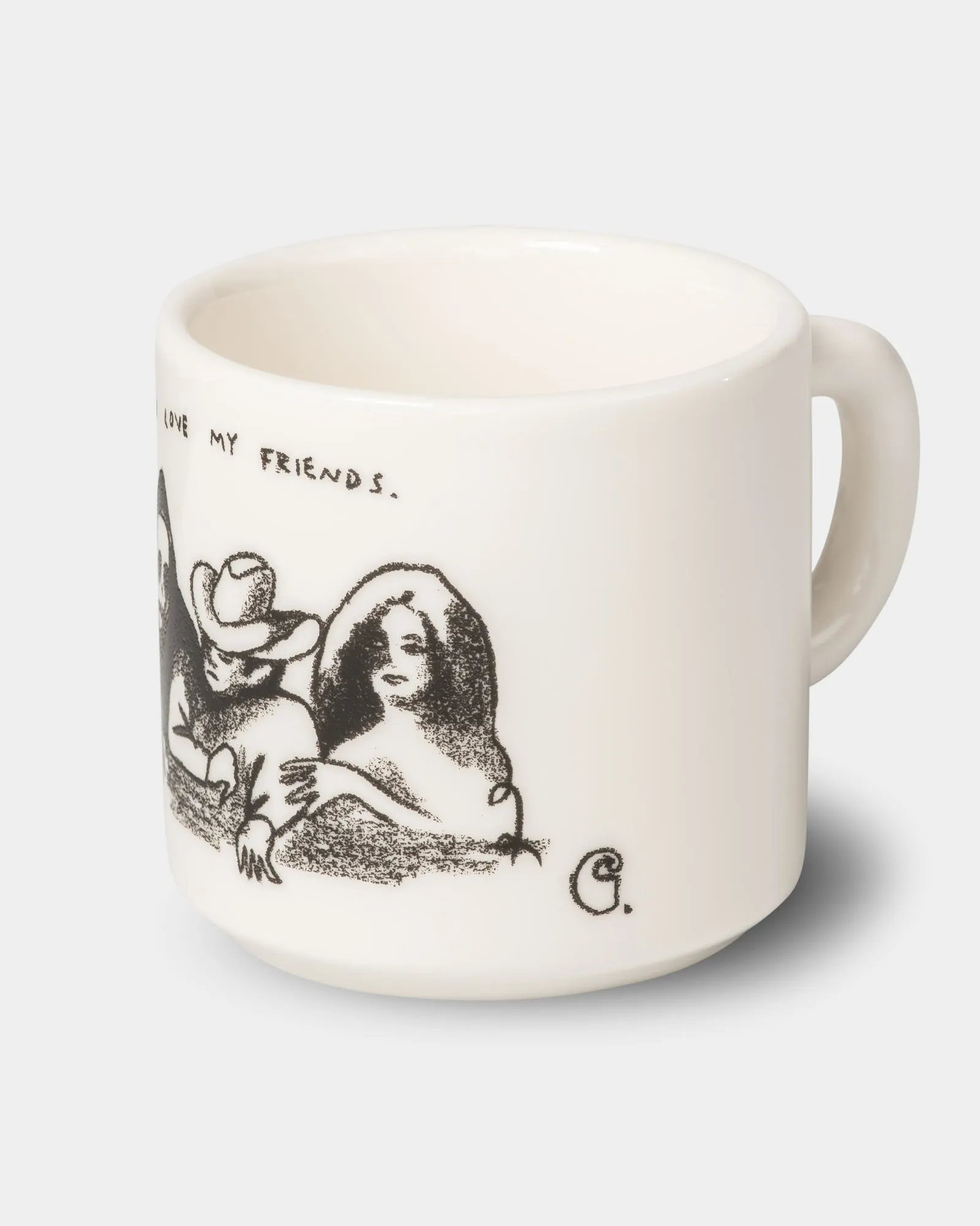 White and black Pepe friends mug