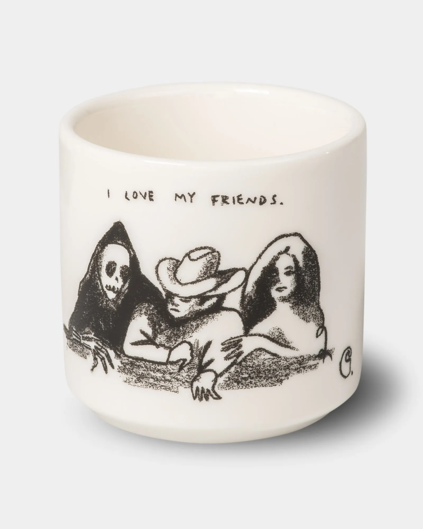 White and black Pepe friends mug