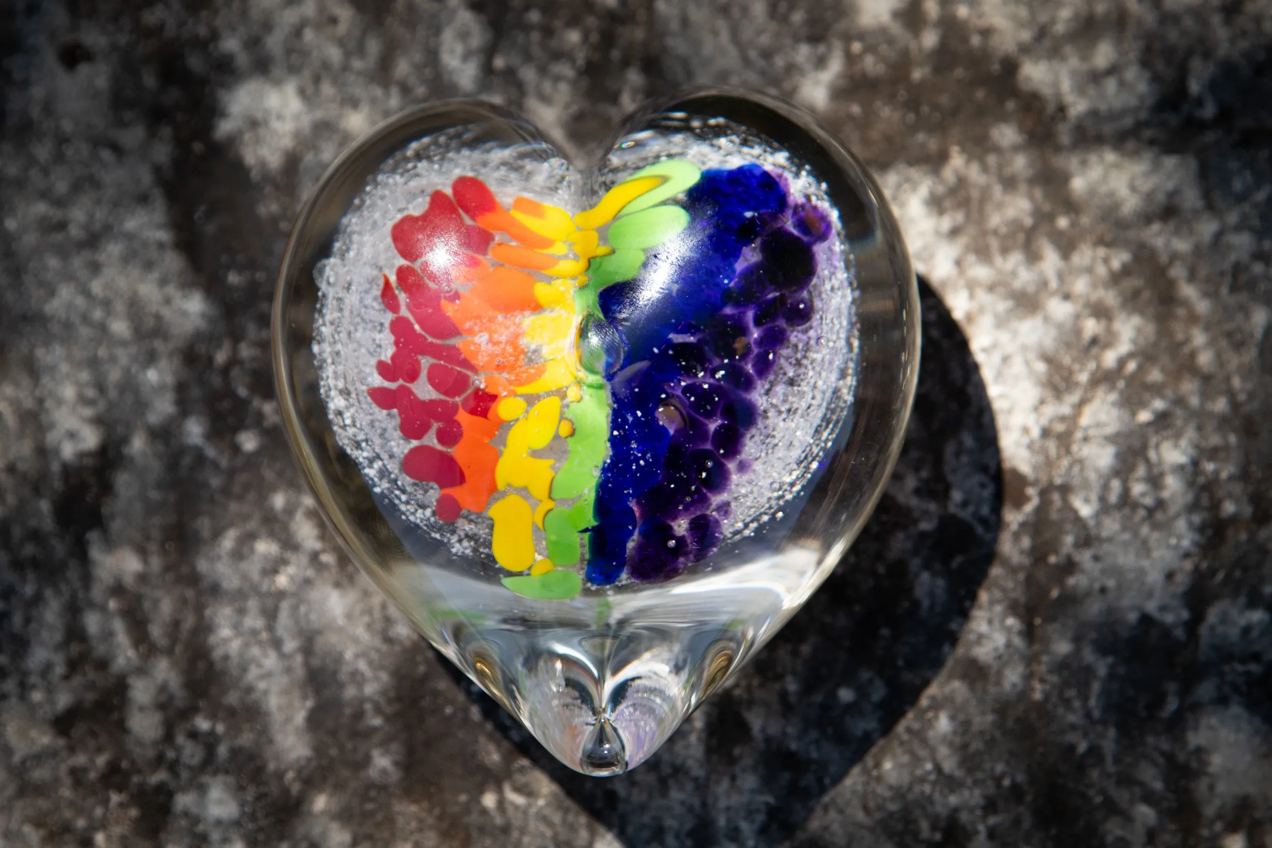 Rainbow's End Heart with Cremation Ash