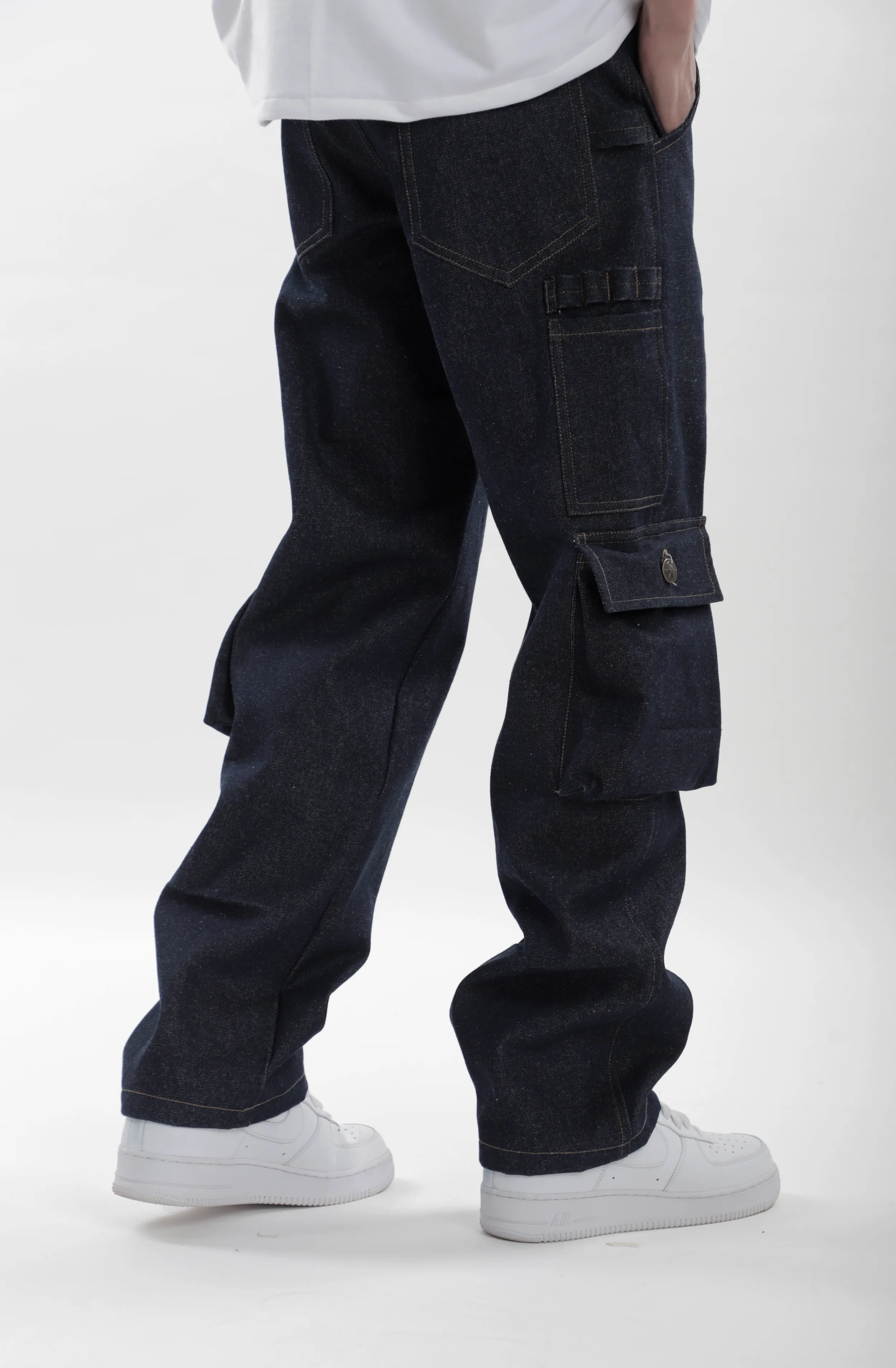 Raw Denim Carpenter Jeans with Enhanced Durability