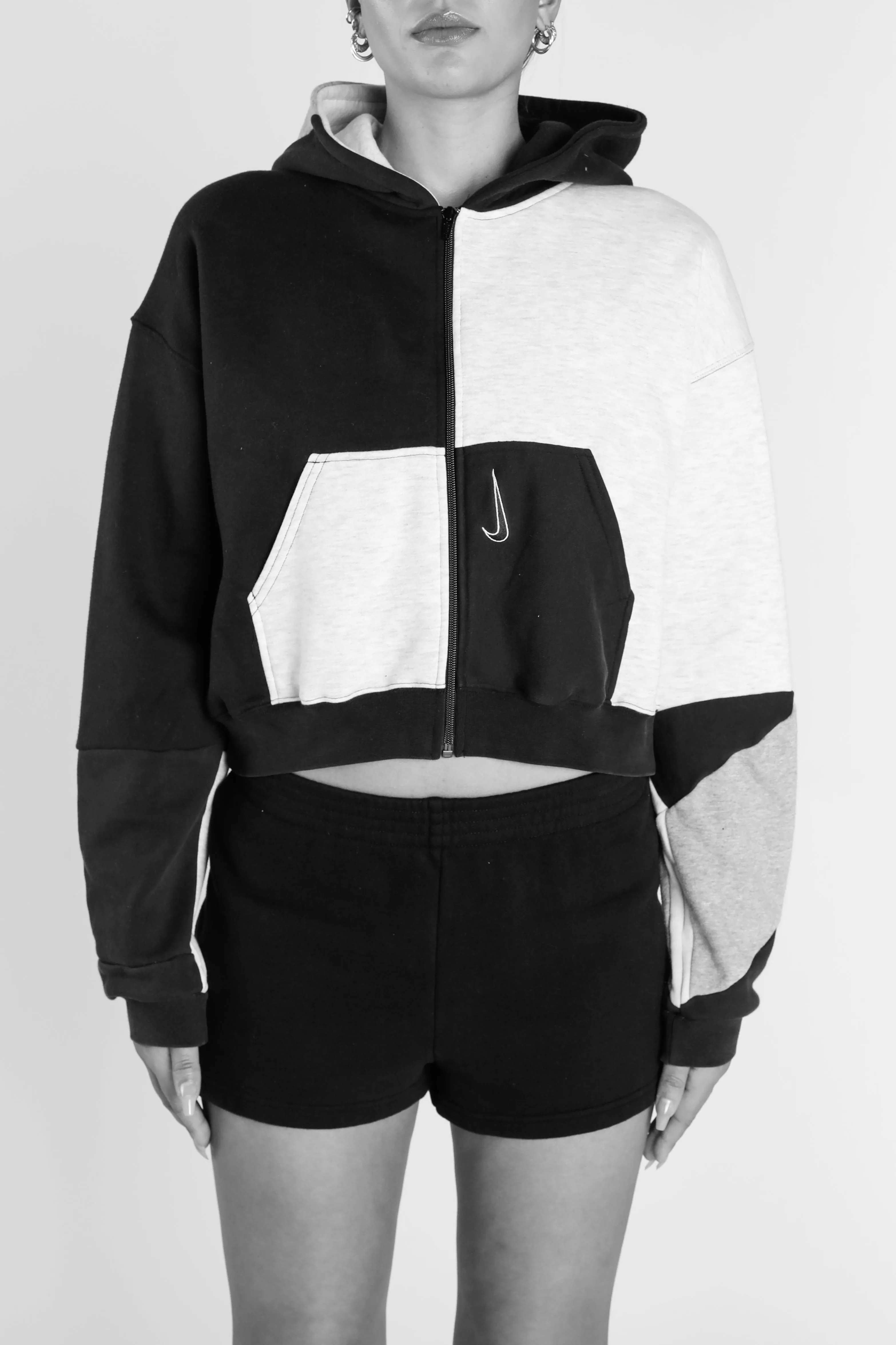 Rework Champion Crop Zip Hoodie - L