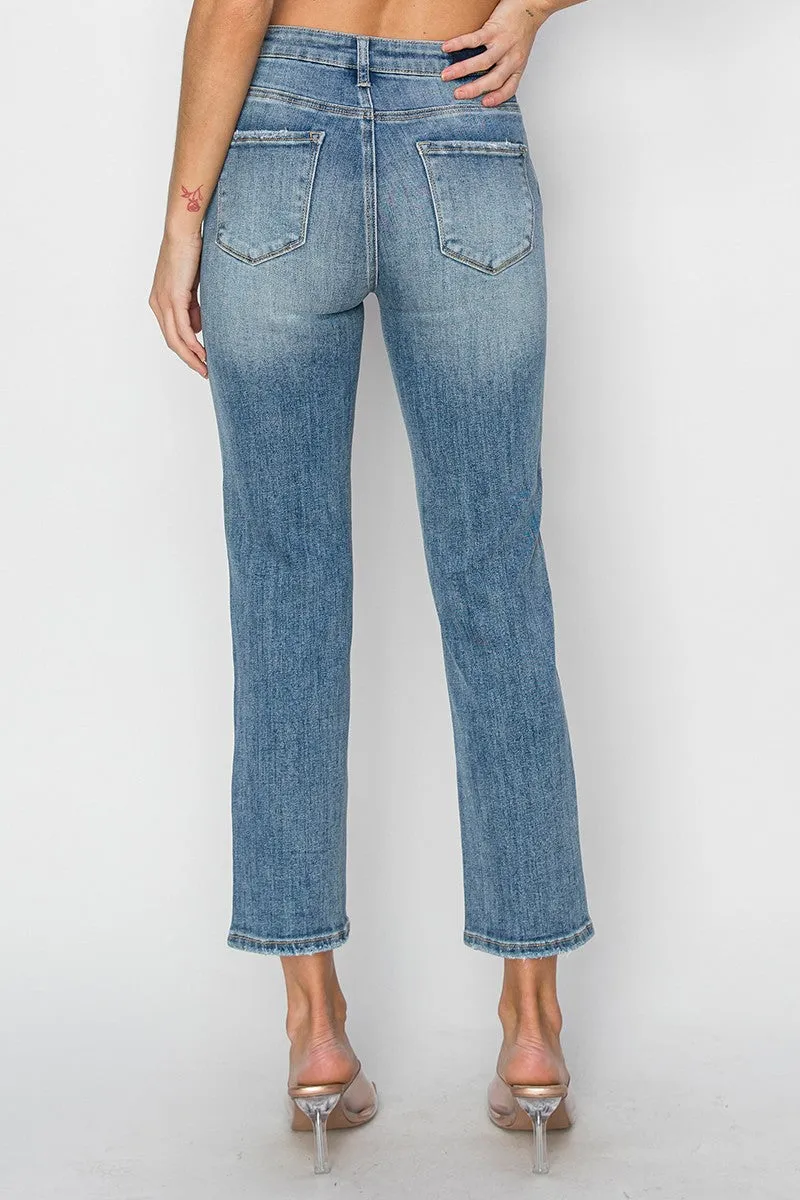 Risen: High Rise Straight Jeans