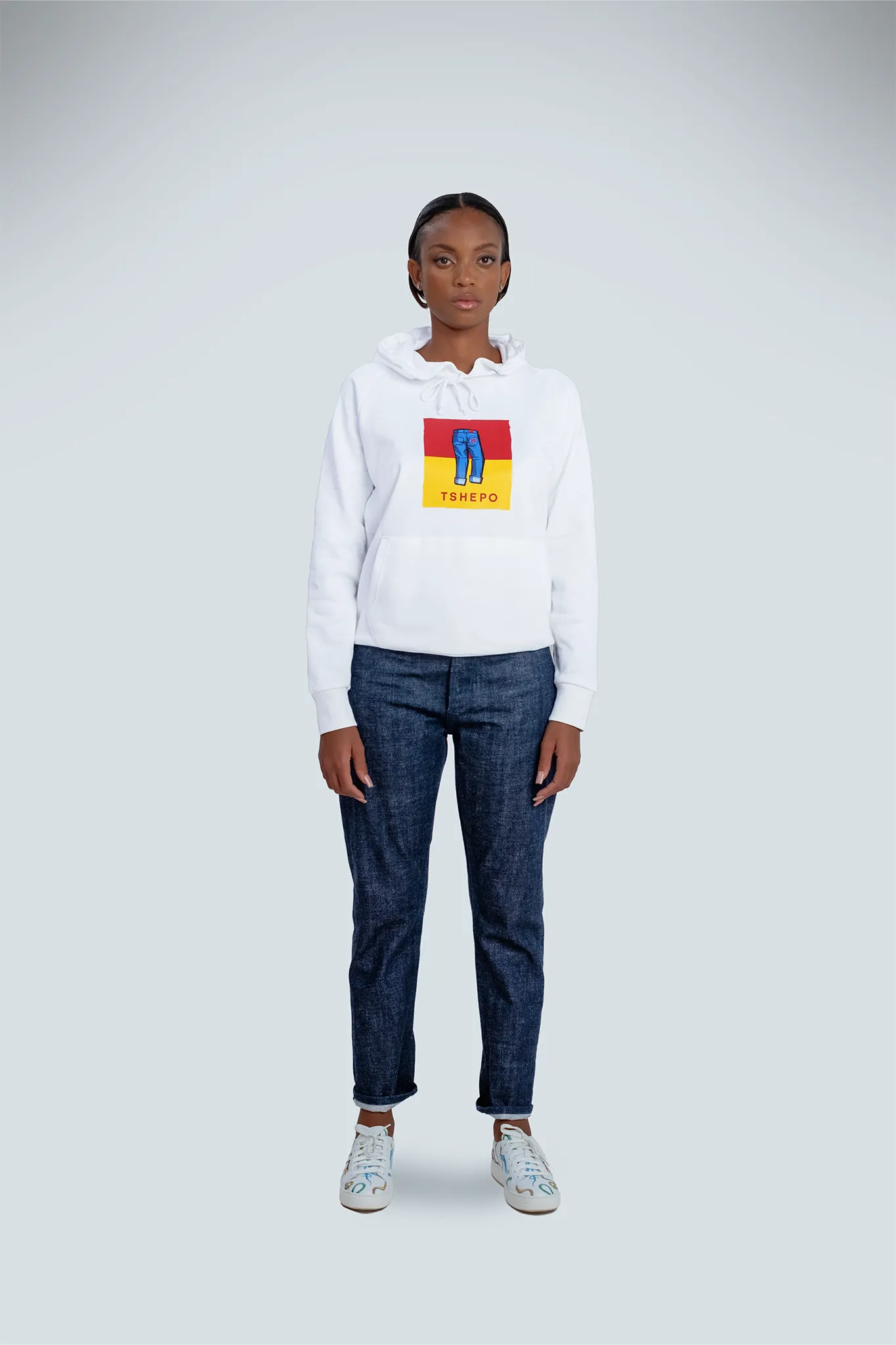 TSHEPO LITTLE JEANS LIGHTWEIGHT HOODIE, WHITE